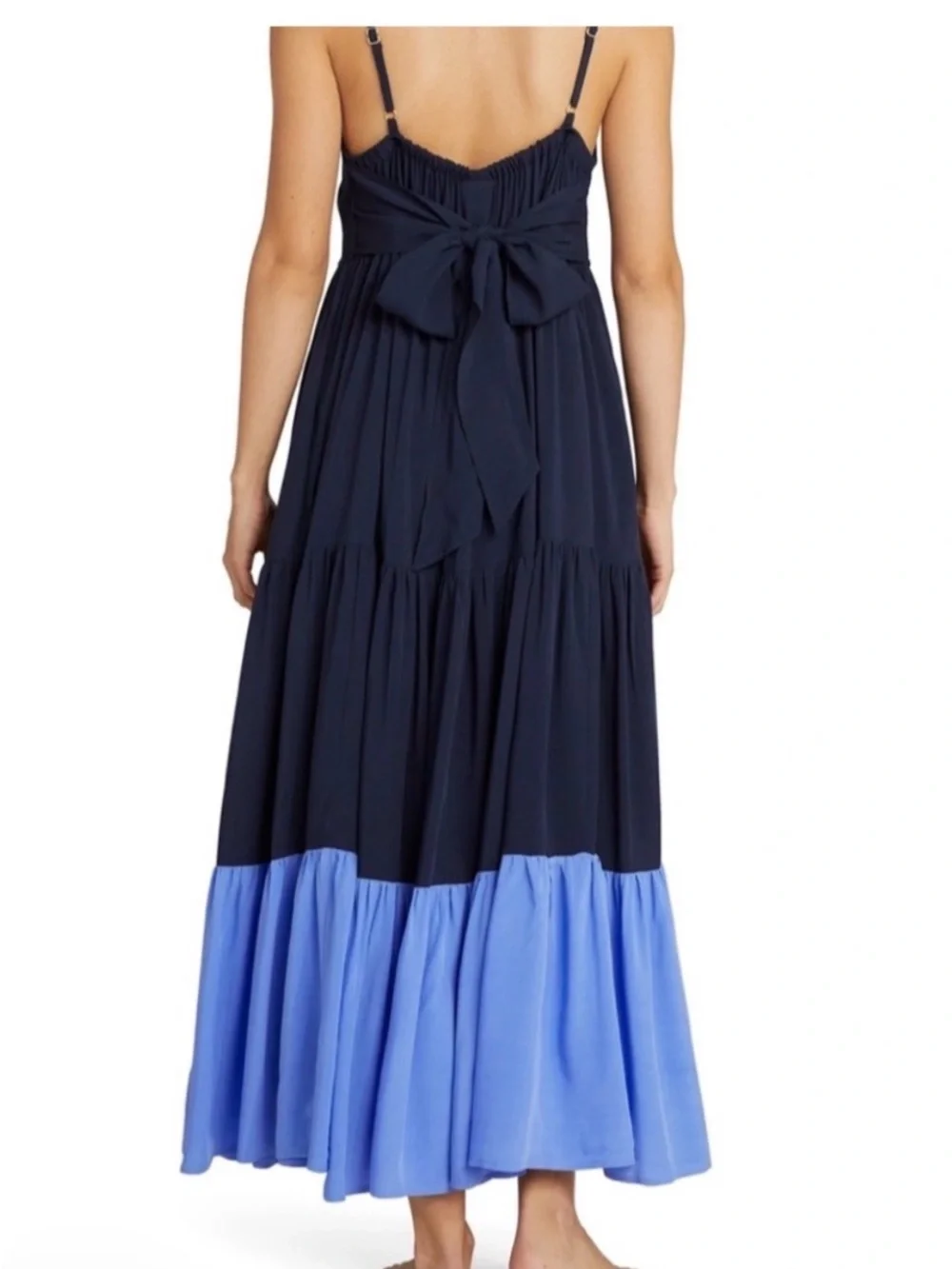 Gorgeous Kate tiered maxi dress in Navy + Tamarind/bright blue.
